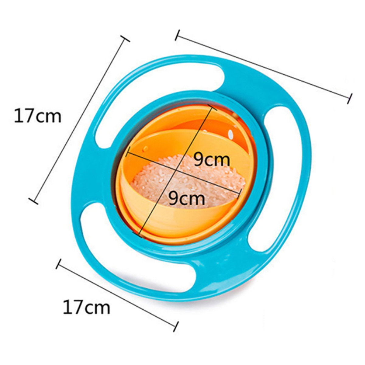 Eazy Kids Blue Gyro Spill Proof Bowl with Lid Toddler, 0-2 Years