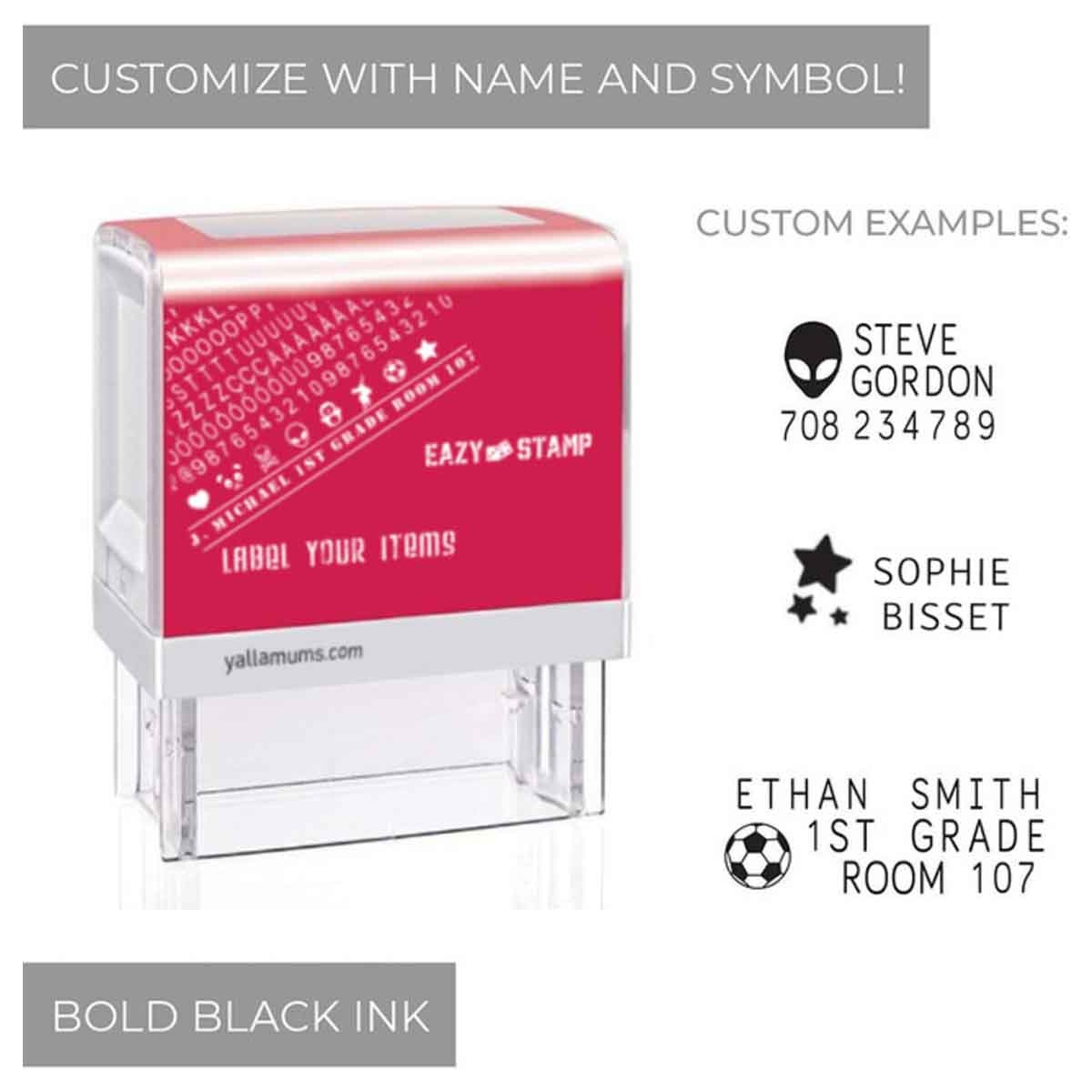 Eazy Kids Black Customizable Self Inking Fabric Stamp Kit