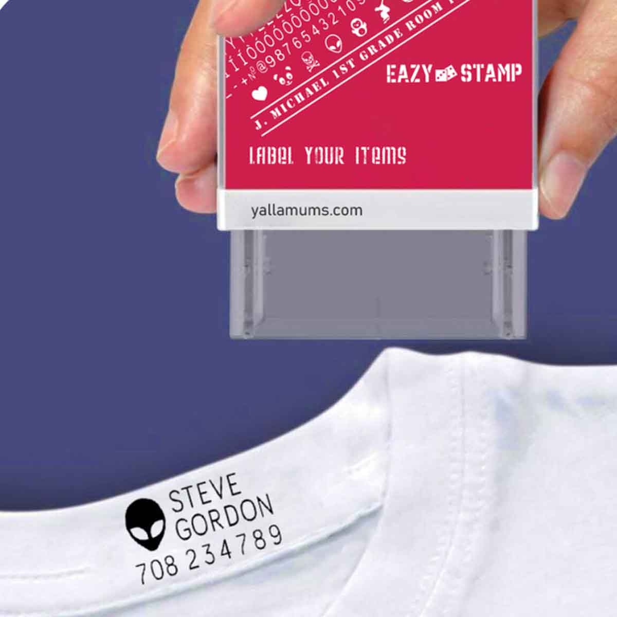 Eazy Kids Black Customizable Self Inking Fabric Stamp Kit