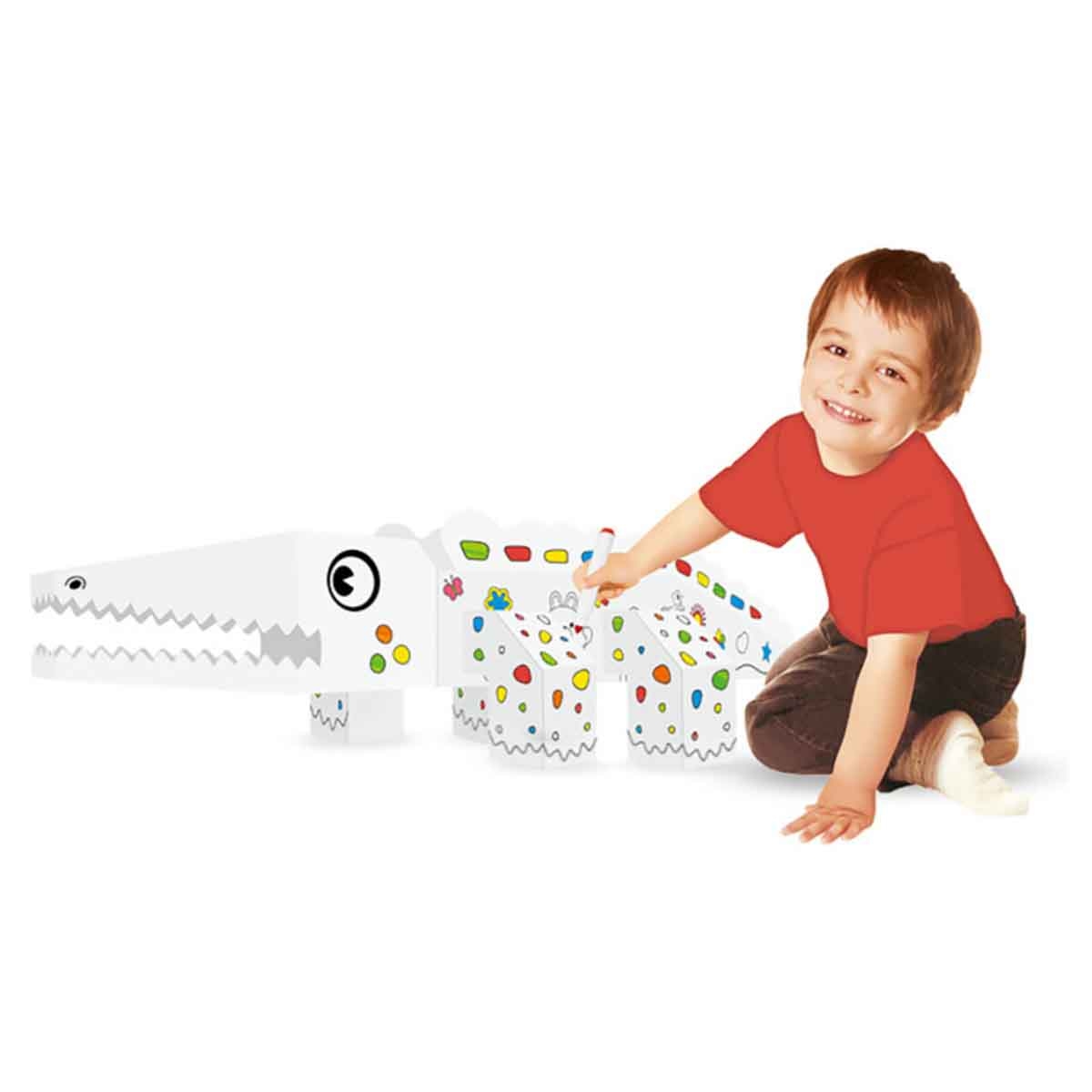 Eazy Kids Crocodile DIY Doodle Coloring Kit with 6 Sketch Pens