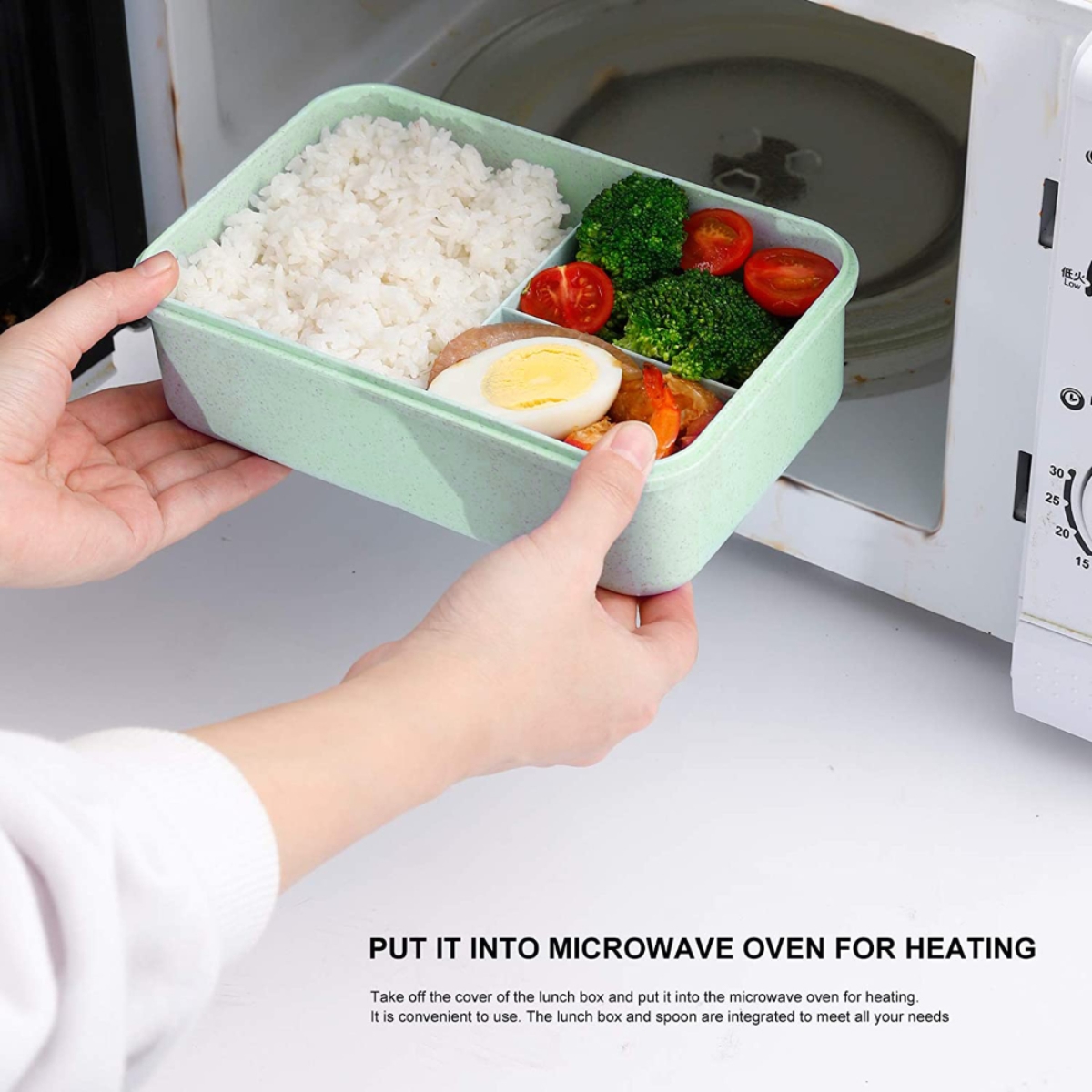 Eazy Kids Green 1000ml Wheat Straw Leakproof Eco Bento Lunch Box Unisex, 13+ Years