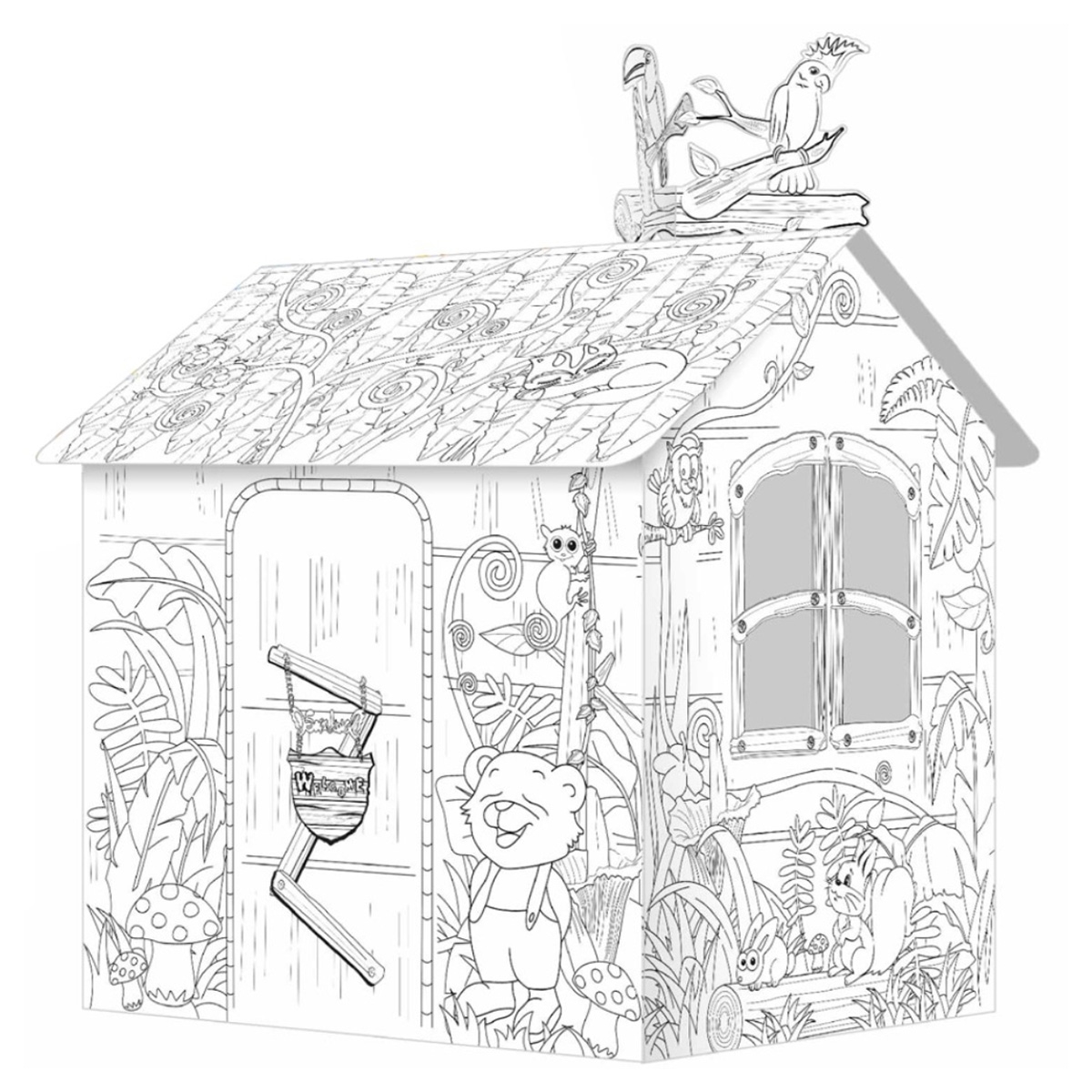 Eazy Kids Jungle House DIY Doodle Coloring Art Kit Unisex, 3-4 Years