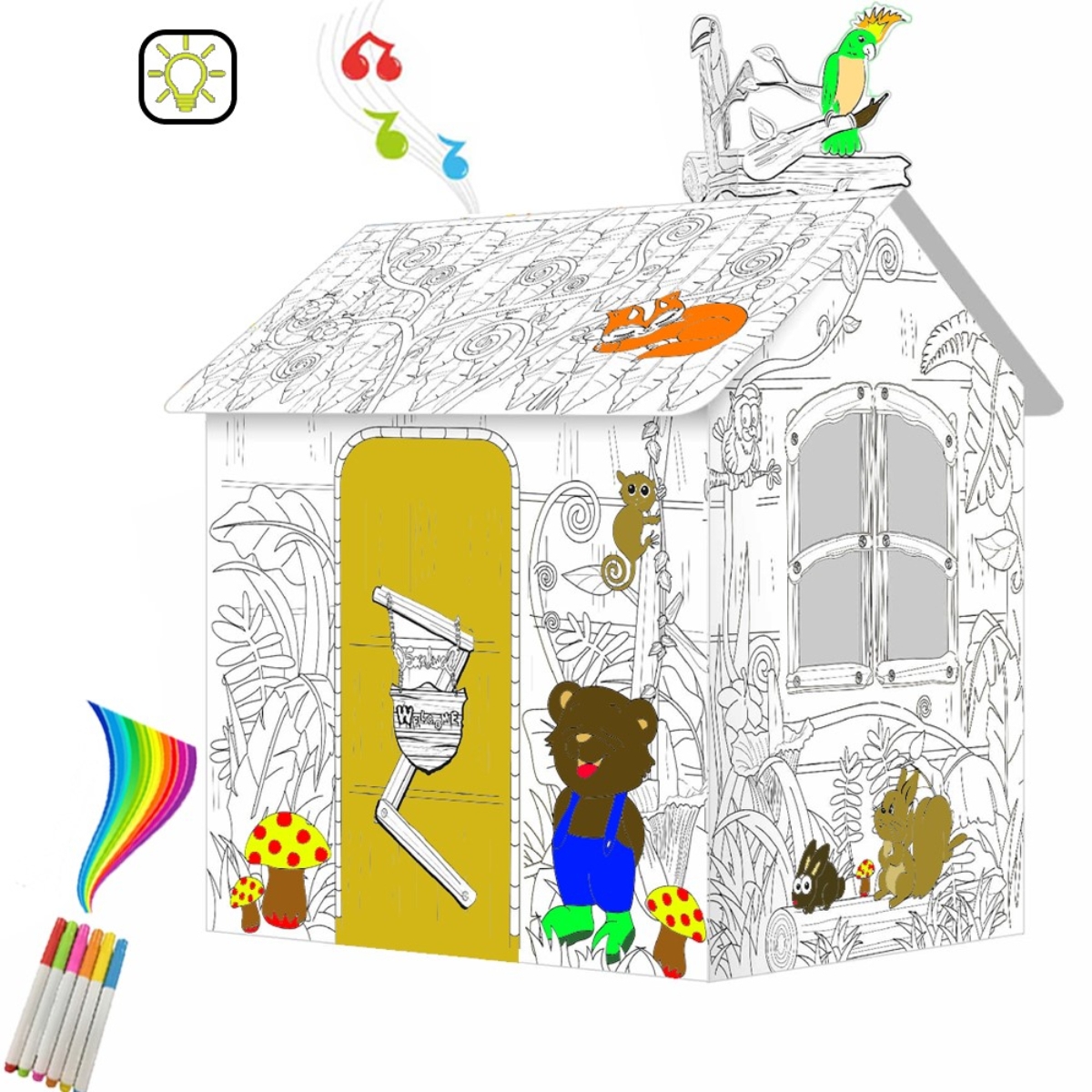 Eazy Kids Jungle House DIY Doodle Coloring Art Kit Unisex, 3-4 Years
