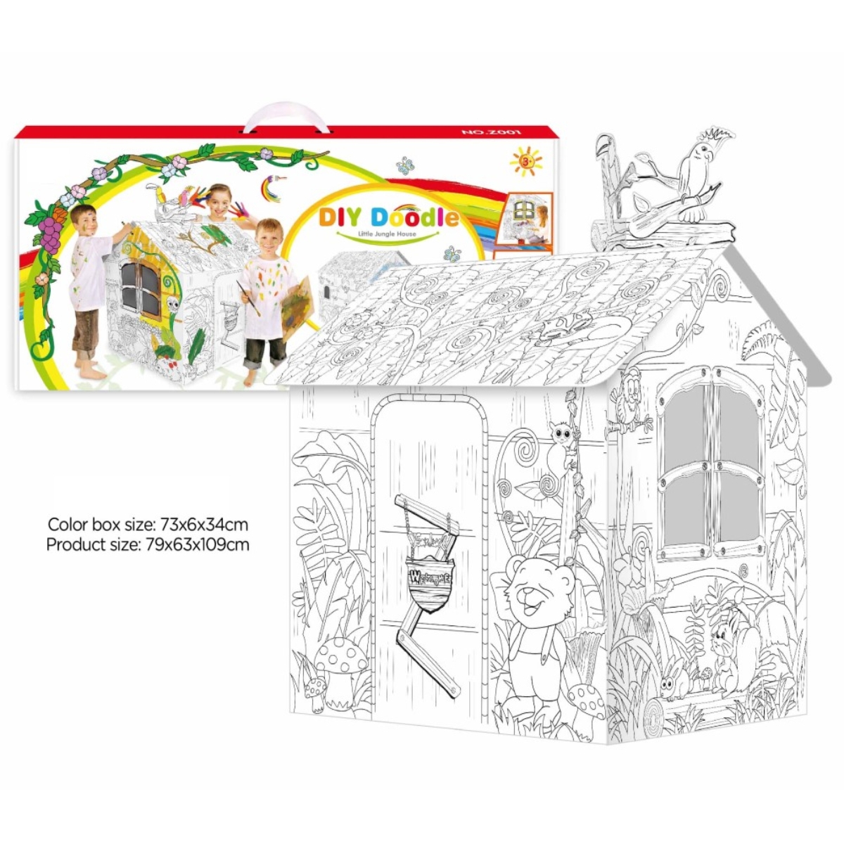 Eazy Kids Jungle House DIY Doodle Coloring Art Kit Unisex, 3-4 Years