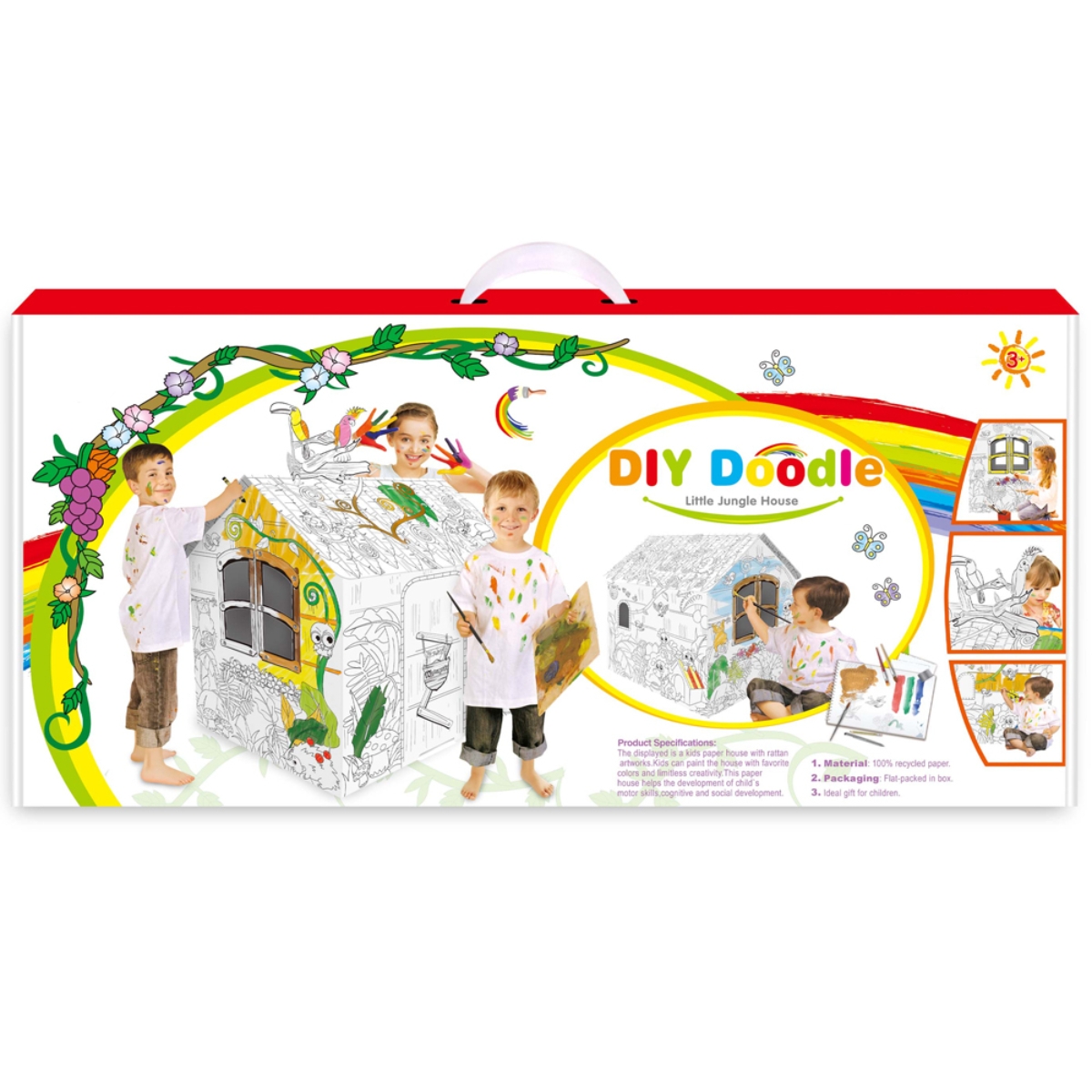 Eazy Kids Jungle House DIY Doodle Coloring Art Kit Unisex, 3-4 Years