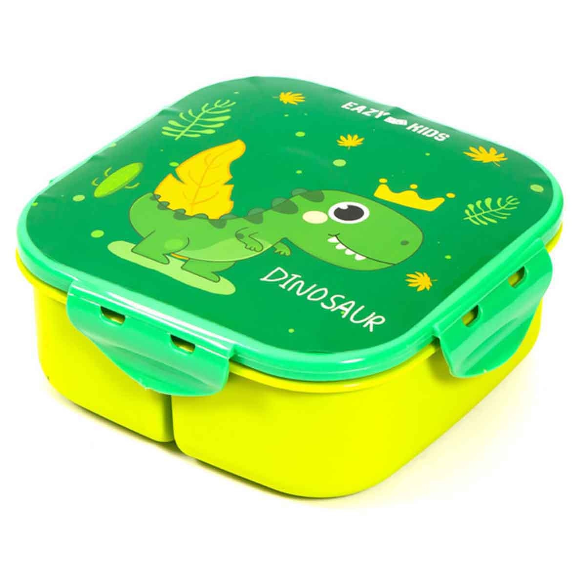 Eazy Kids Dino Green Lunch Box & Water Bottle with Bag