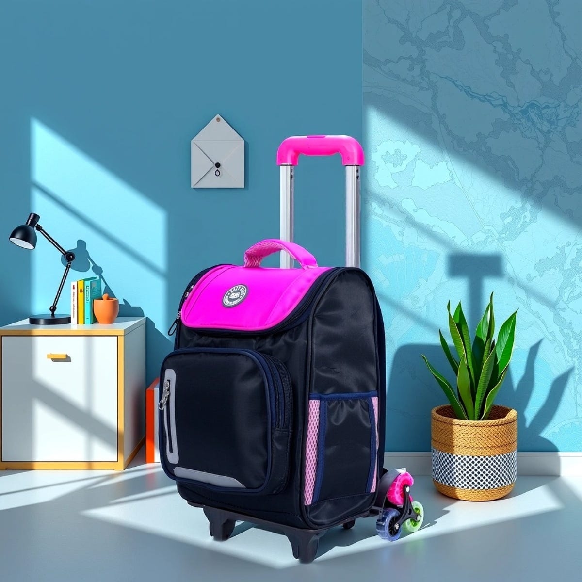 إيزي كيدز حقيبة مدرسية بعجلات باللون الوردي للجنسين من عمر 3 إلى 4 سنوات