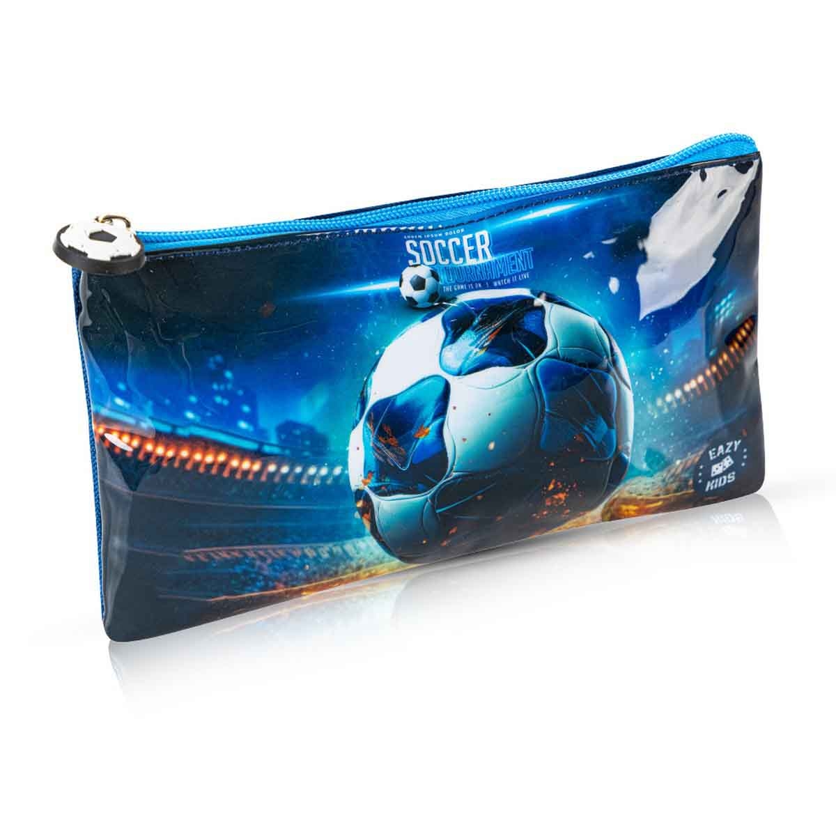 إيزي كيدز حقيبة مدرسية 5 في 1 مقاس 16 إنش بتصميم كرة القدم مع عربة
