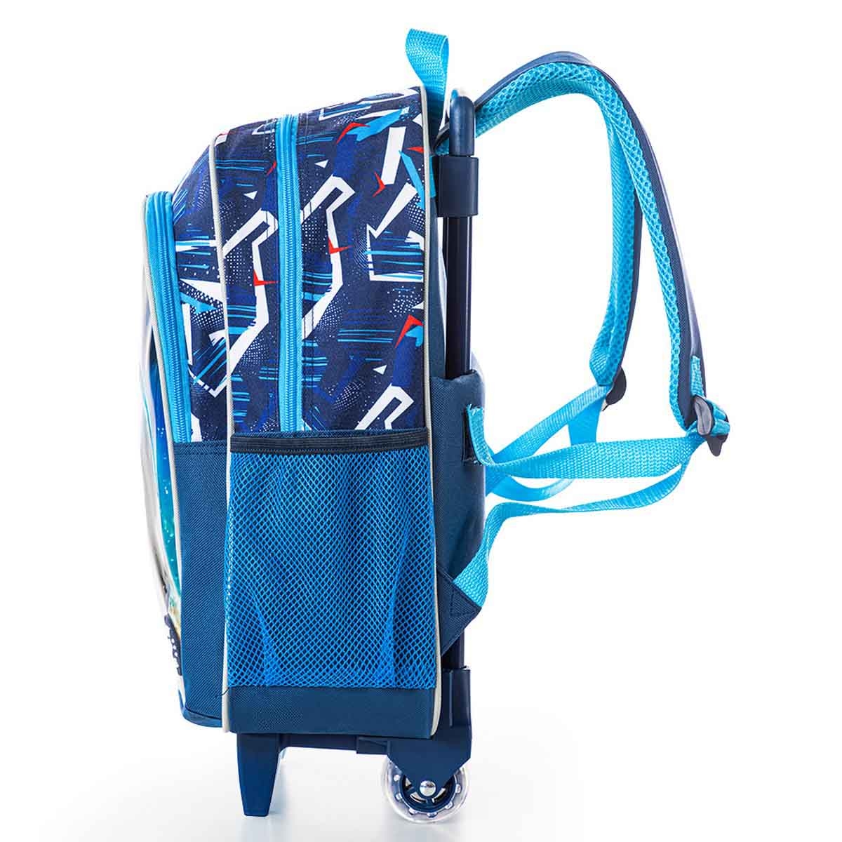 إيزي كيدز حقيبة مدرسية 5 في 1 مقاس 16 إنش بتصميم كرة القدم مع عربة