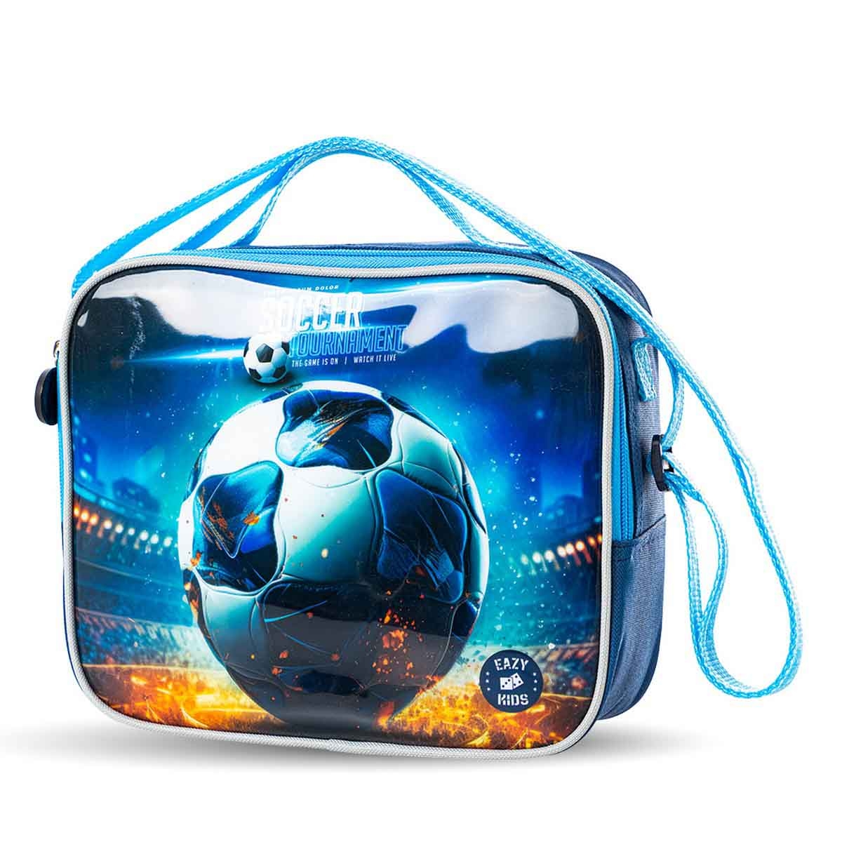 إيزي كيدز حقيبة مدرسية 5 في 1 مقاس 16 إنش بتصميم كرة القدم مع عربة