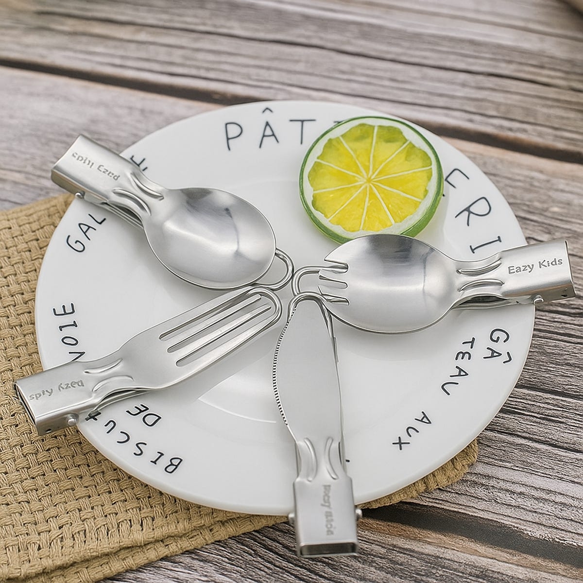 Eazy Kids Steel Folding Spoon Fork Unisex, 3-4 Years