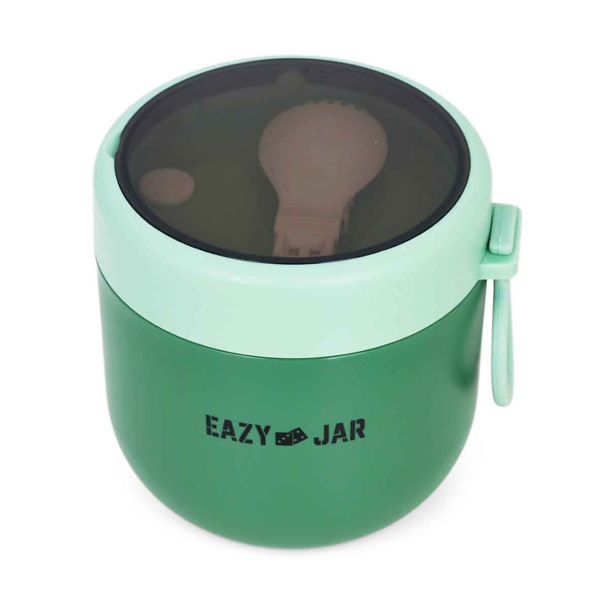 إيزي كيدز صندوق غداء ستانلس ستيل باللون الأخضر مع ملعقة قابلة للطي