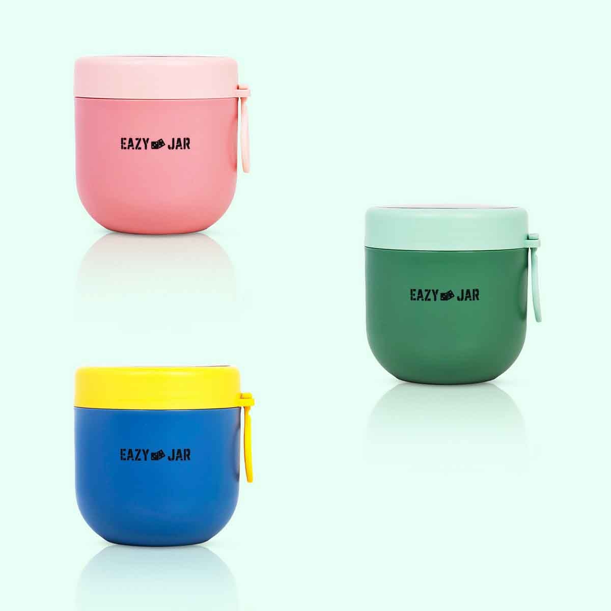 إيزي كيدز صندوق غداء ستانلس ستيل باللون الأخضر مع ملعقة قابلة للطي