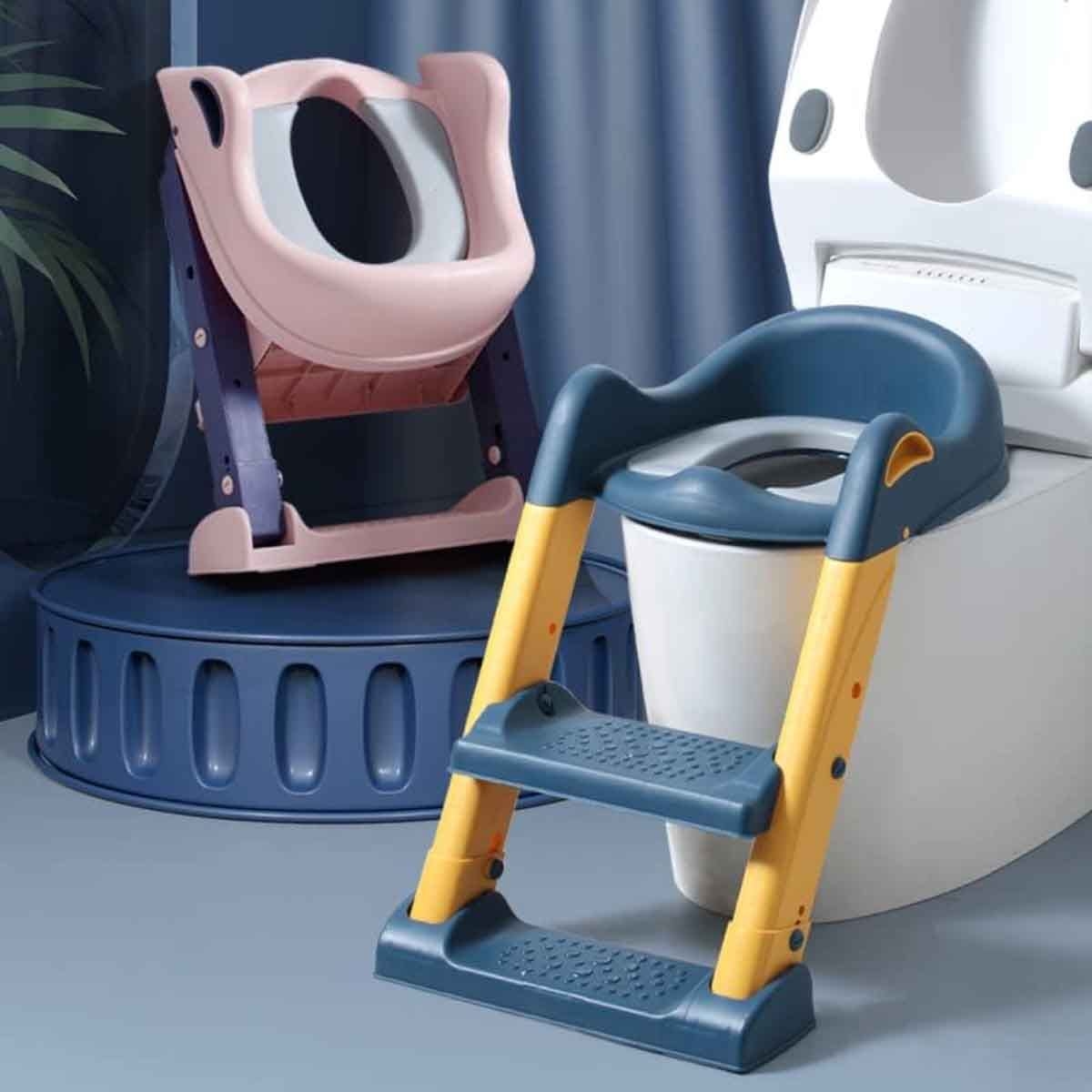 Eazy Kids Blue Step Stool Foldable Potty Trainer Seat