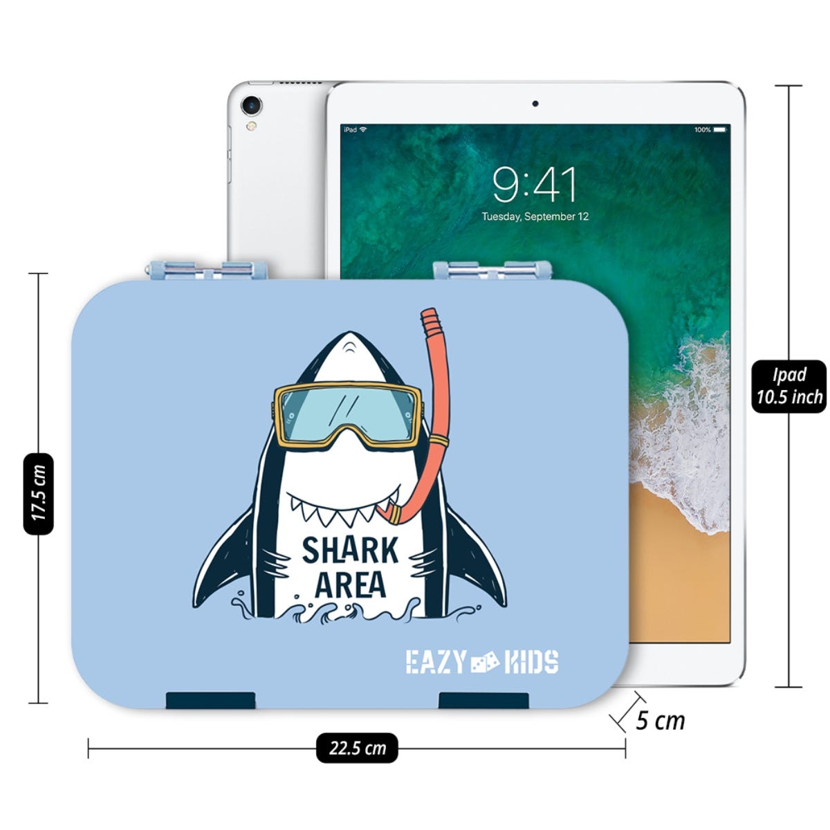 Eazy Kids Super Shark Blue Bento Boxes with Insulated Lunch Bag Combo Unisex, 13+ Years, Pack of 2