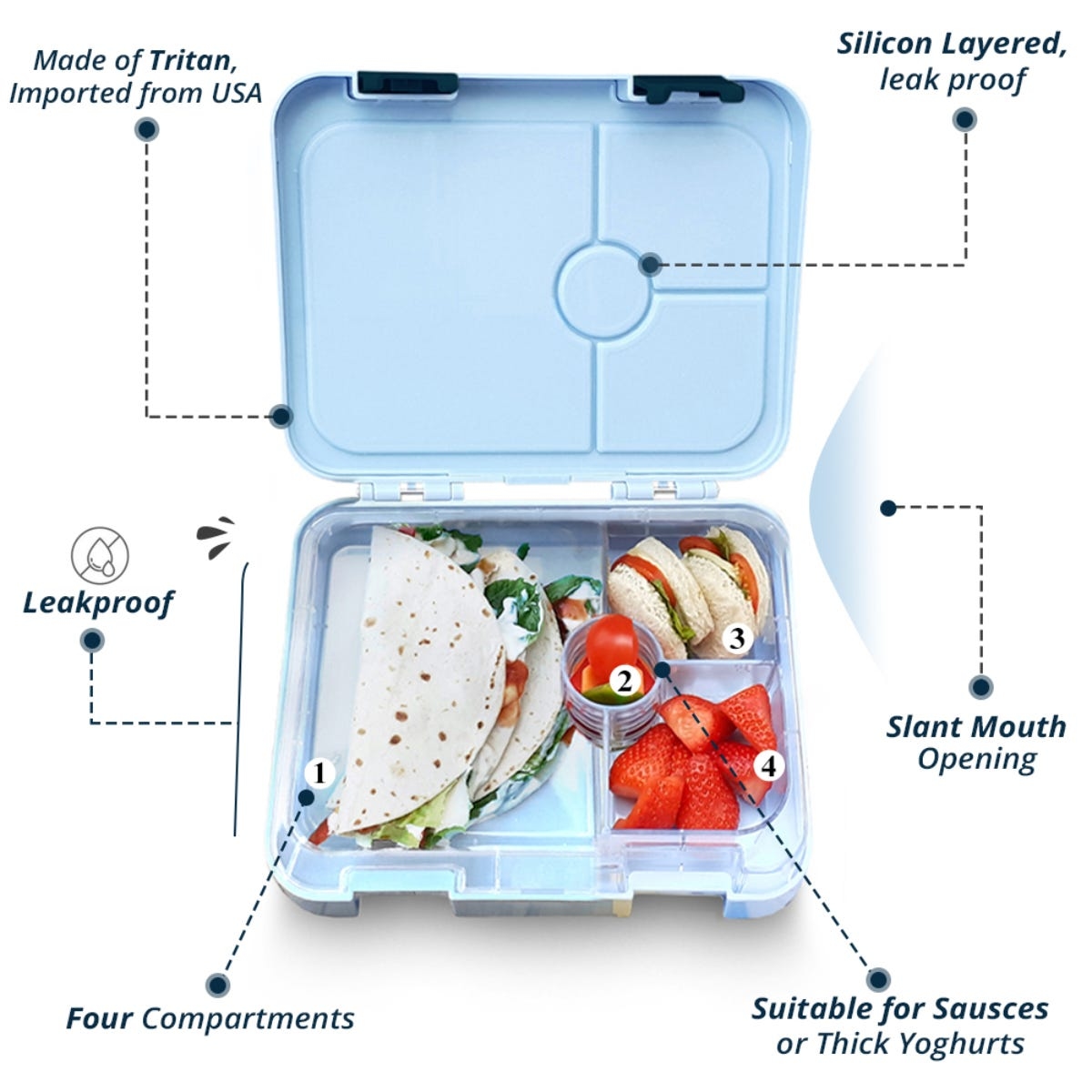 Eazy Kids Super Shark Blue Bento Boxes with Insulated Lunch Bag Combo Unisex, 13+ Years, Pack of 2