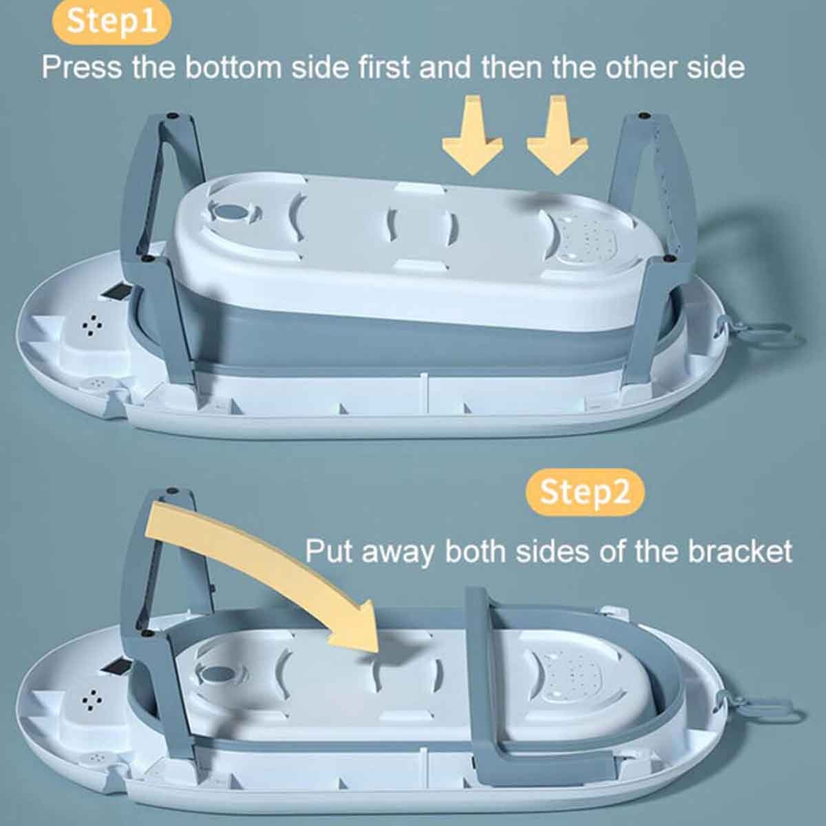 إيزي كيدز حوض استحمام قابل للطي باللون الأزرق مع مقياس حرارة وكوب غسل رأس الرضيع