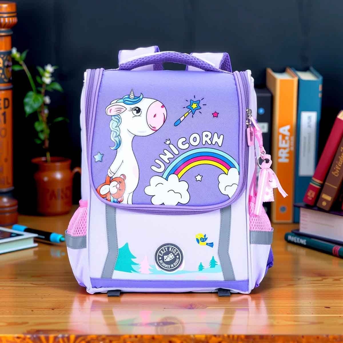 Eazy Kids Unicorn School Bag with SD Inovacoes Grafica Notebook & Staedtler Pencils Set Combo Pack