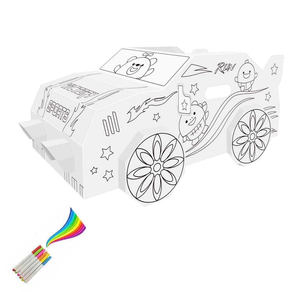 Eazy Kids Wearable Car DIY Doodle Coloring Art Kit Unisex, 3-4 Years