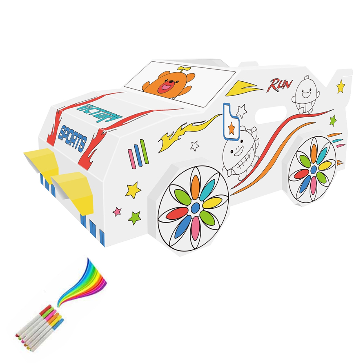 Eazy Kids Wearable Car DIY Doodle Coloring Art Kit Unisex, 3-4 Years