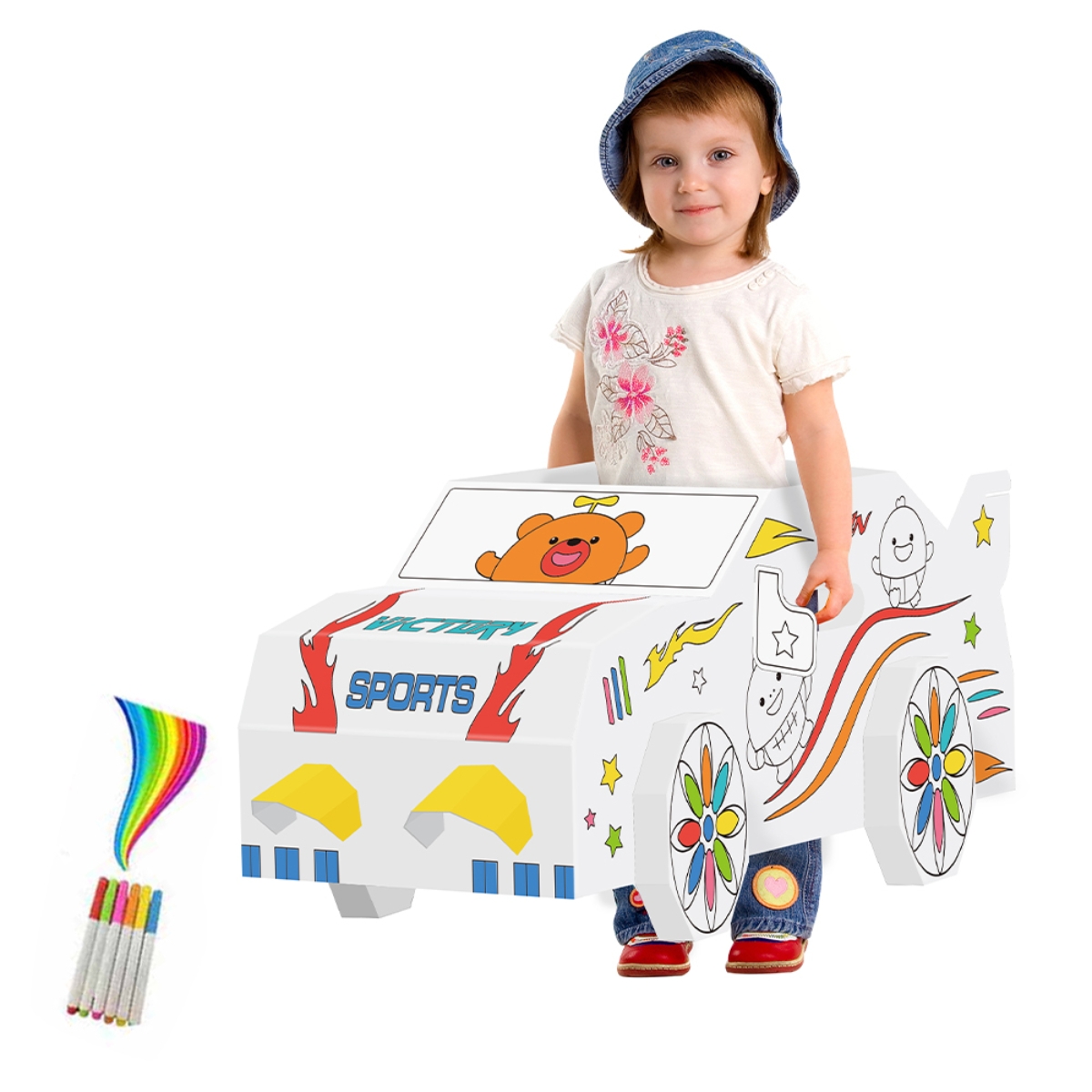 Eazy Kids Wearable Car DIY Doodle Coloring Art Kit Unisex, 3-4 Years