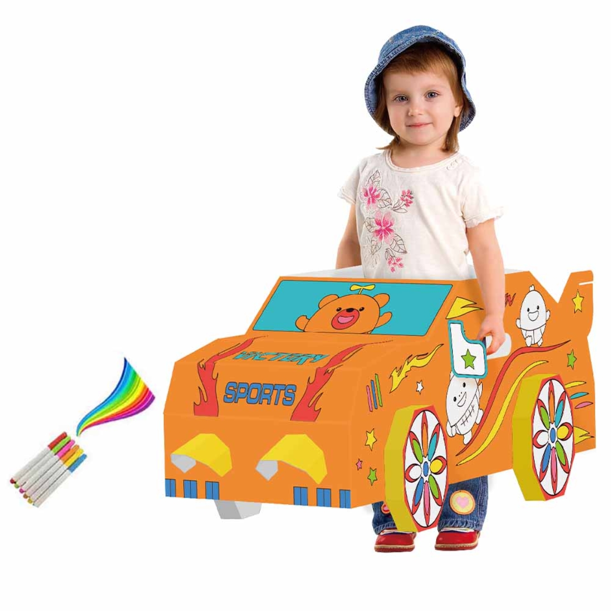 Eazy Kids Wearable Car DIY Doodle Coloring Art Kit Unisex, 3-4 Years