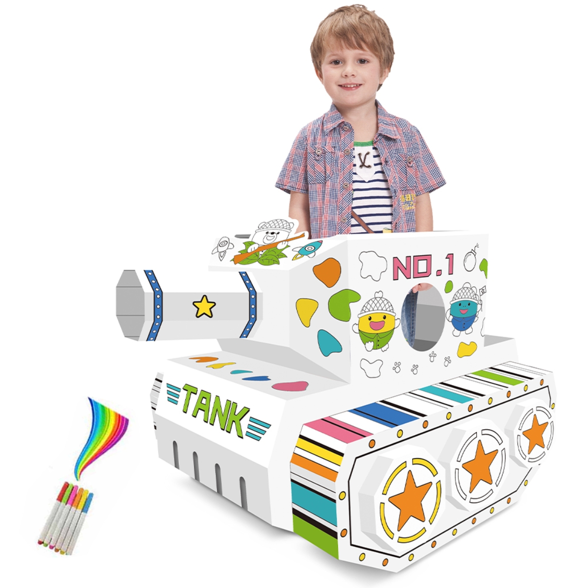 Eazy Kids Wearable Tank DIY Doodle Coloring Art Kit Unisex, 3-4 Years