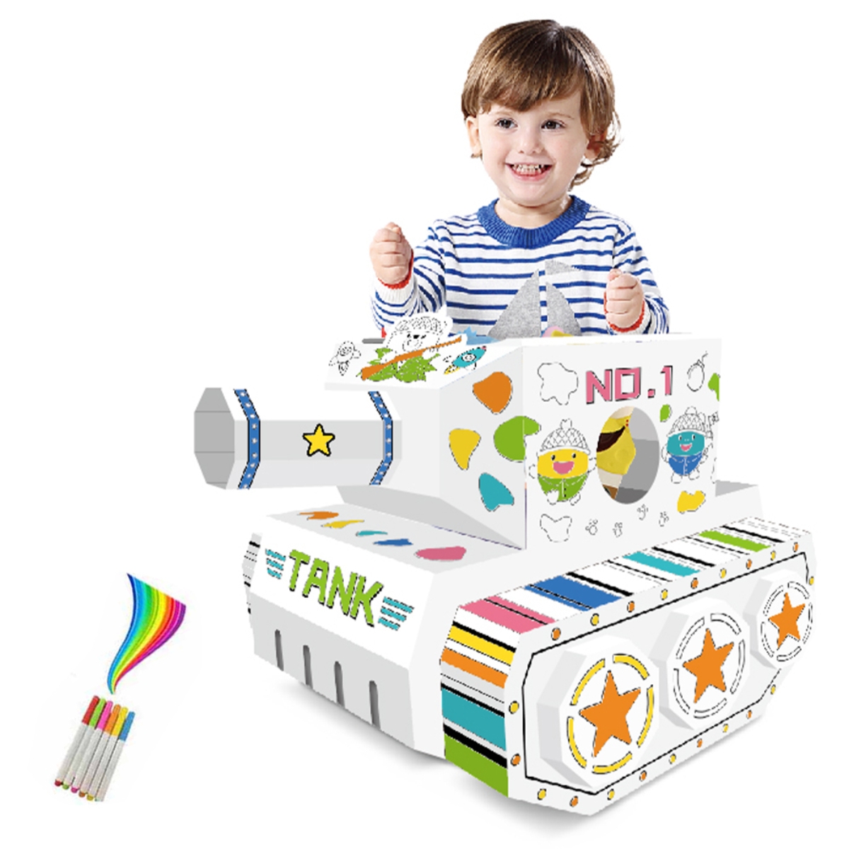 Eazy Kids Wearable Tank DIY Doodle Coloring Art Kit Unisex, 3-4 Years