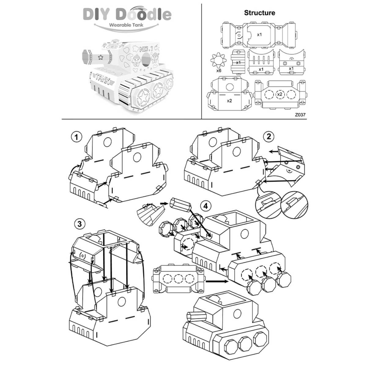 Eazy Kids Wearable Tank DIY Doodle Coloring Art Kit Unisex, 3-4 Years
