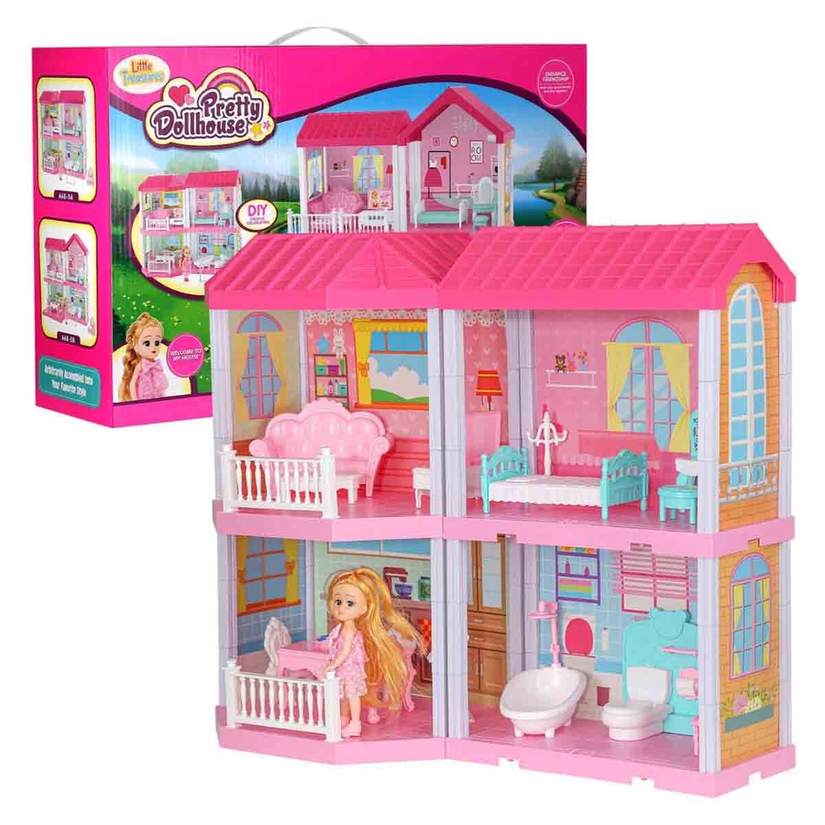 فيكسون منزل دمى فاخر فيلا بريتي ليتل تريجرز للبنات من عمر 5 إلى 7 سنوات