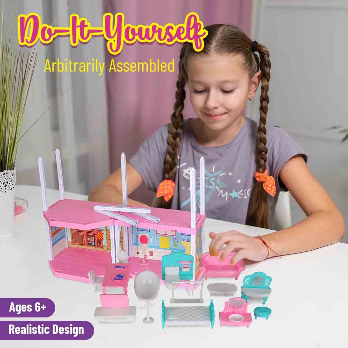 فيكسون منزل دمى فاخر فيلا بريتي ليتل تريجرز للبنات من عمر 5 إلى 7 سنوات