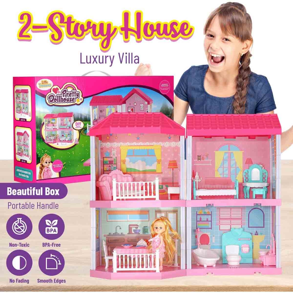 فيكسون منزل دمى فاخر فيلا بريتي ليتل تريجرز للبنات من عمر 5 إلى 7 سنوات