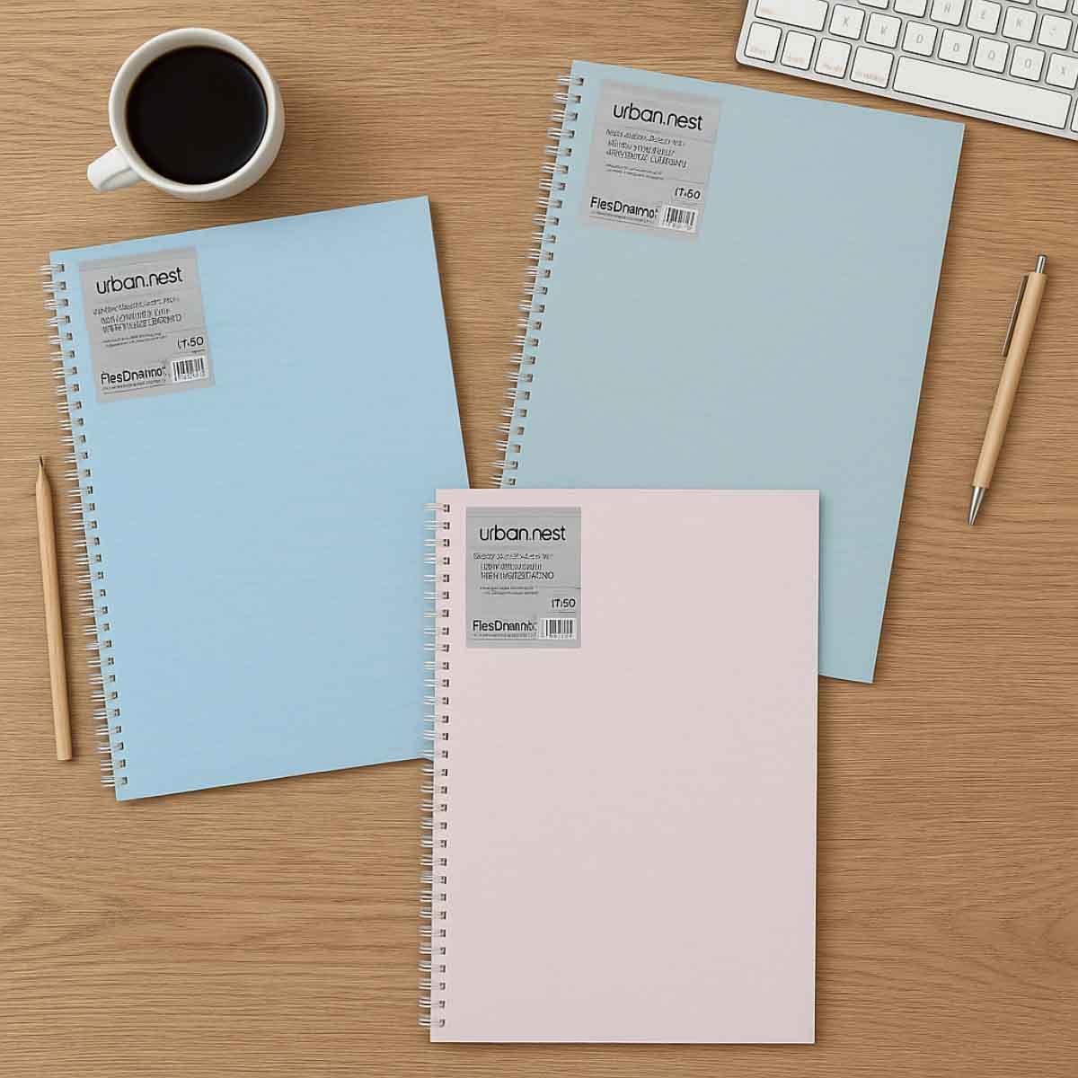 فولدرميت دفتر سلك A4 80جم 70 ورقة أوربان نيست ألوان باستيل موضوع واحد ألوان متعددة