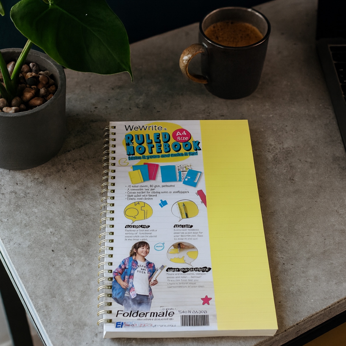 فوردورمايت دفتر بسلك حلزوني بحجم A4، 70 ورقة، وزن 80 غرام، تصميم وي رايت، لون منتظم، لمادة واحدة، ألوان متنوعة، مجموعة من 10