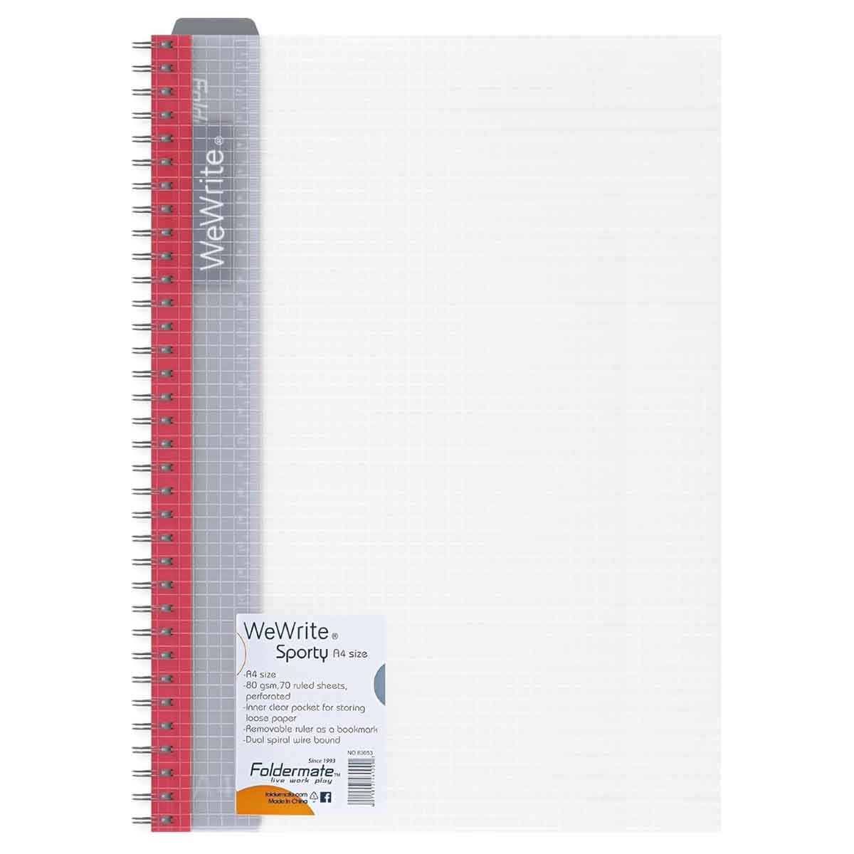 Foldermate A4 80GSM 70 Sheet WeWrite Sporty Regular Colour 1 Subject Assorted Spiral Notebook