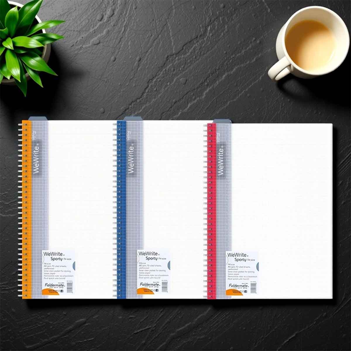 Foldermate A4 80GSM 70 Sheet WeWrite Sporty Regular Colour 1 Subject Assorted Spiral Notebook