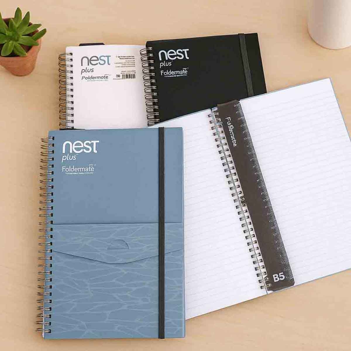 فولدرميت دفتر سلك A5 80جم 80 ورقة نيست بلس لون عادي موضوع واحد ألوان متعددة