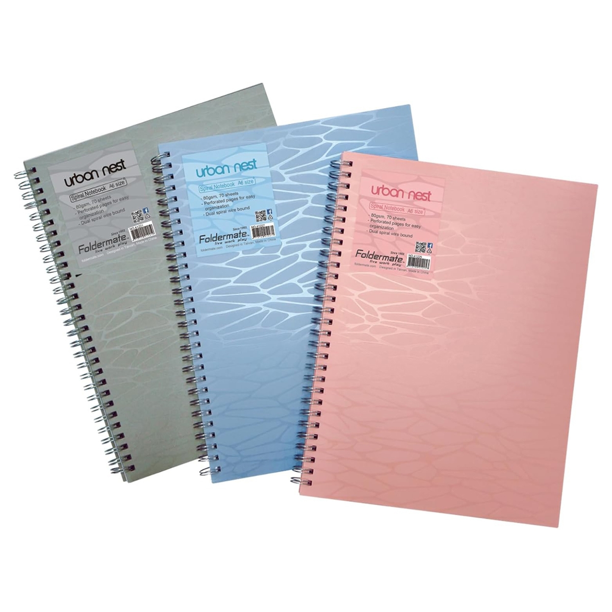 Foldermate A6 80GSM 70 Sheet Urban Nest Assorted Spiral Notebook, Pack of 12