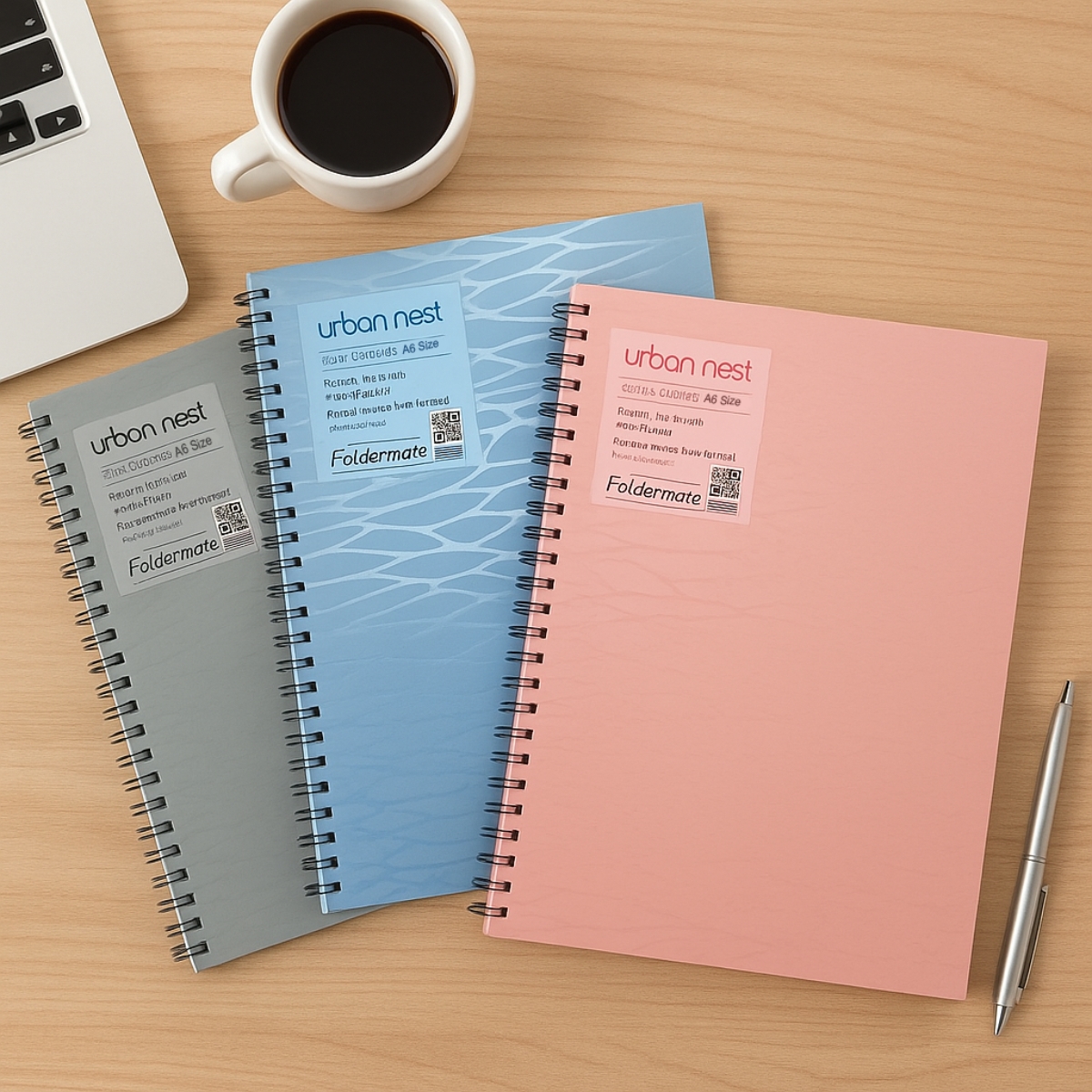 Foldermate A6 80GSM 70 Sheet Urban Nest Assorted Spiral Notebook, Pack of 12