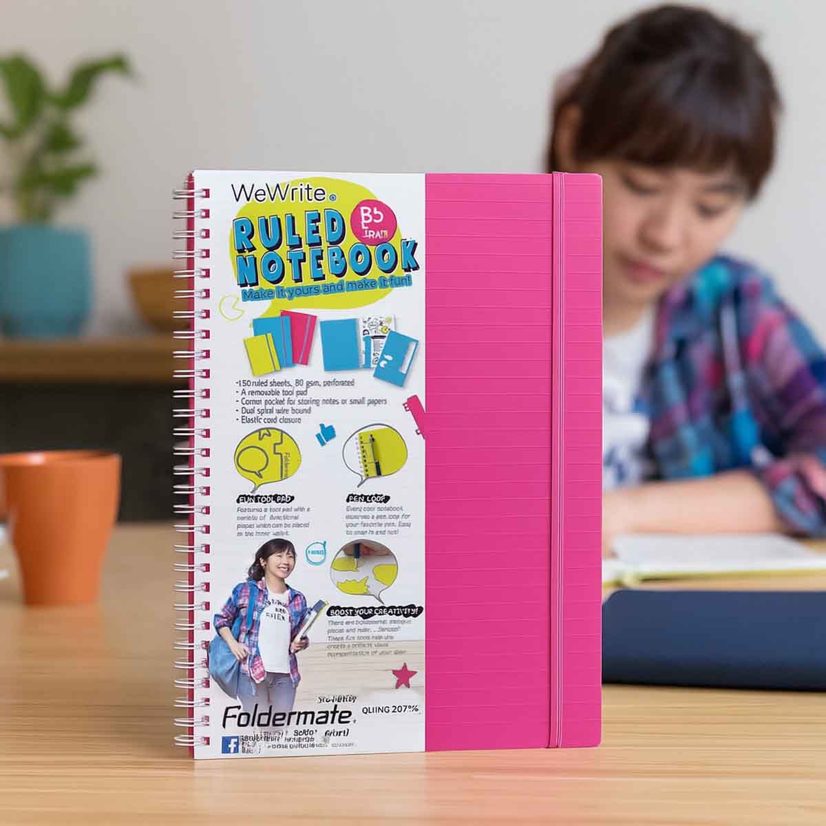 فولدرميت دفتر سلك B5 80جم 150 ورقة وي رايت ألوان باستيل 5 مواضيع ألوان متعددة