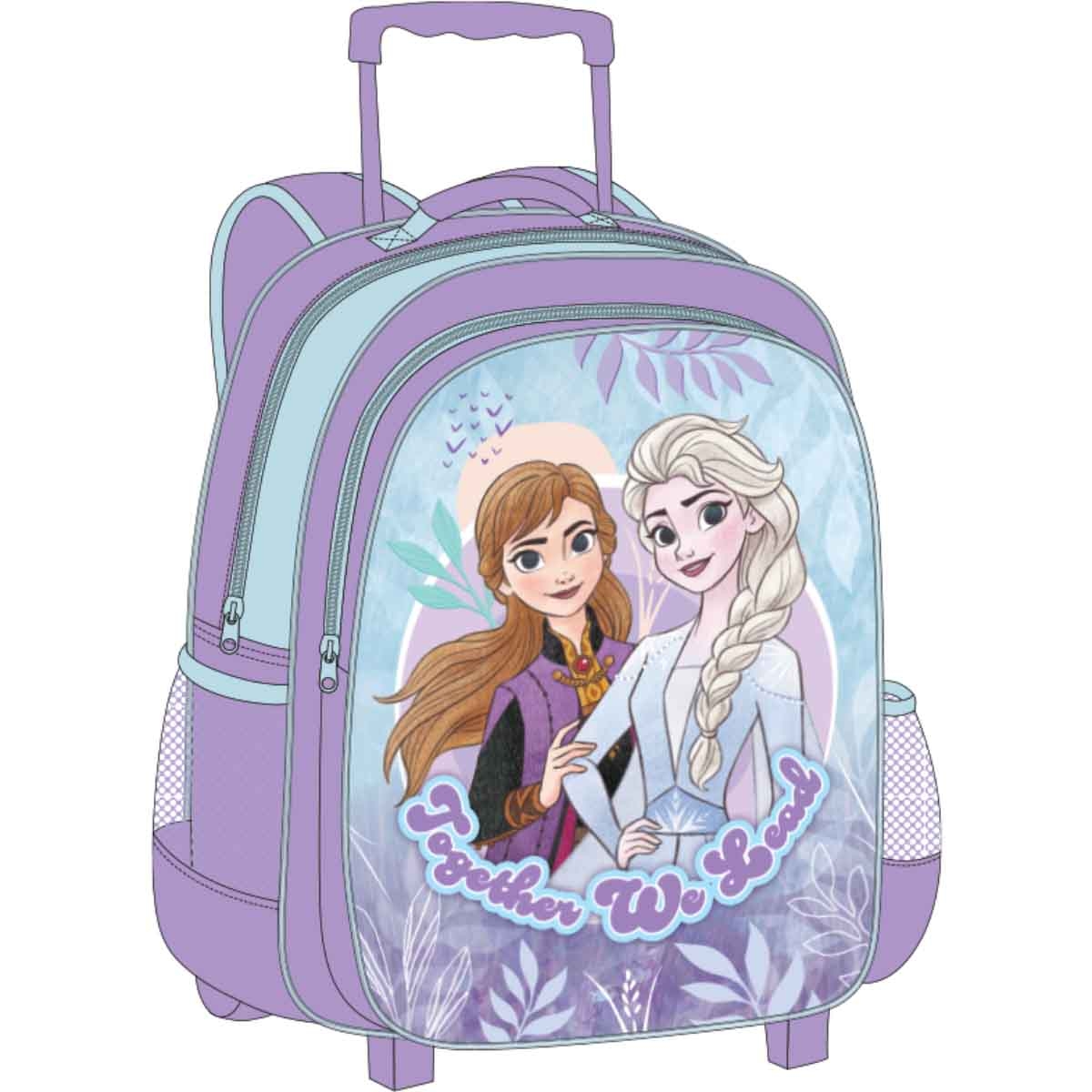 فروزن مجموعة حقيبة ترولي 5 في 1 مقاس 14 انش مع صندوق غداء وزجاجة ومقلمة وحقيبة غداء