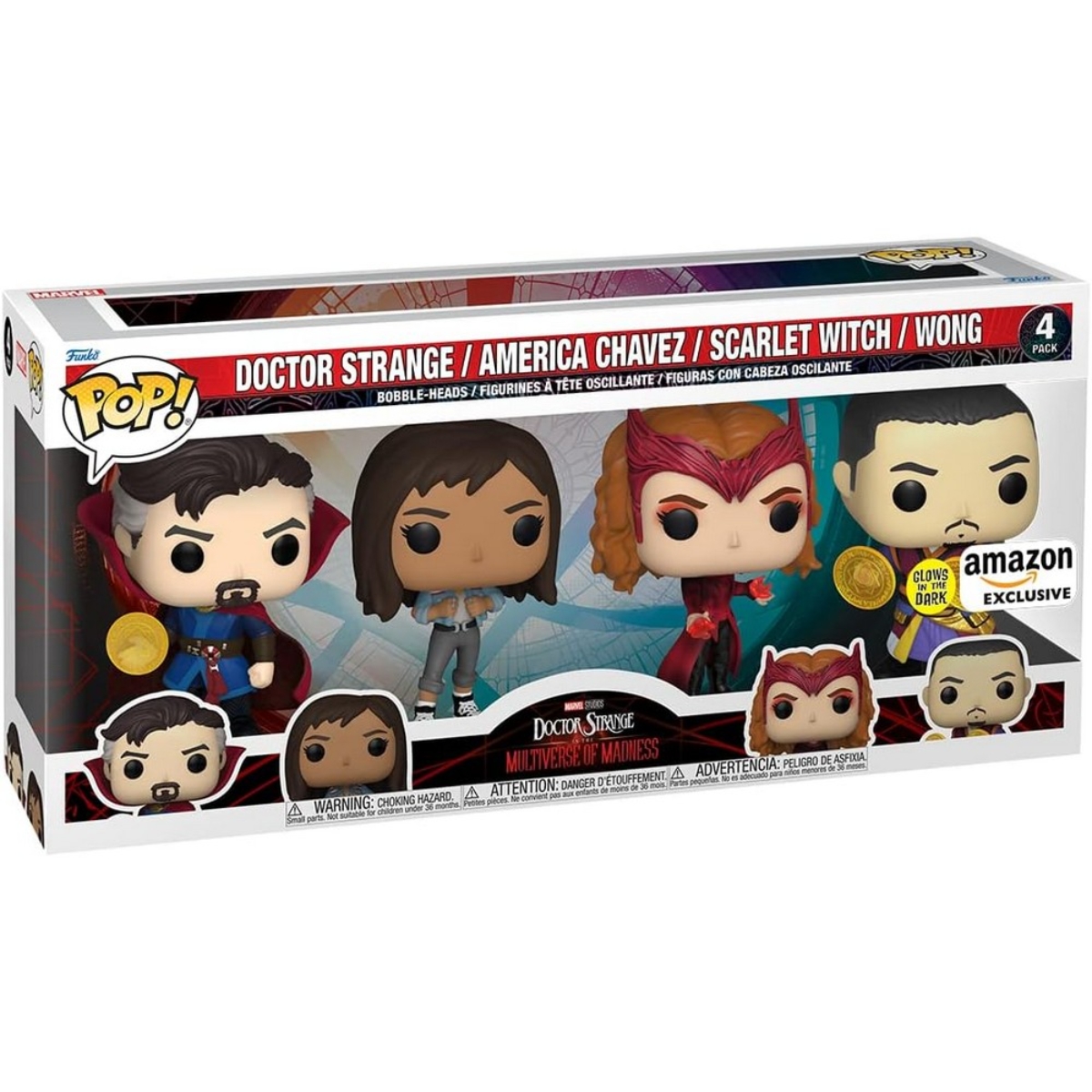 فانكو بوب! 4 إنش دكتور سترينج: ذا مالتي فيرس أوف مادنس مجسم برأس هزاز (إصدار حصري) للجنسين، 3-4 سنوات، مجموعة من 4