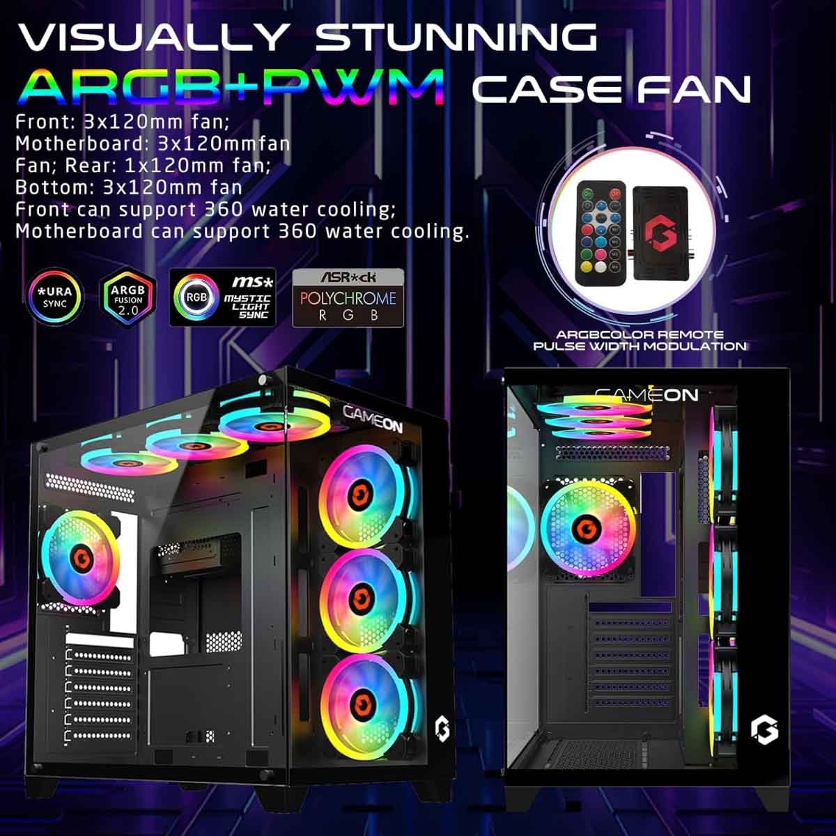 Game On Black Emperor Midnight Series Mid Tower Gaming PC Case