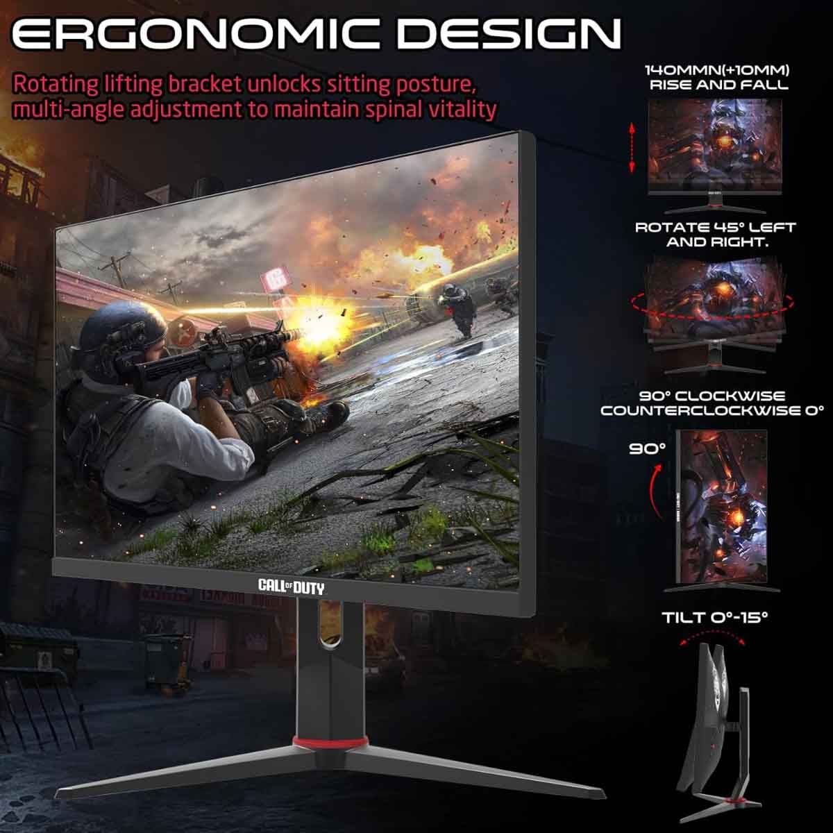 جيم أون شاشة ألعاب FHD بحجم 27" 180Hz Fast IPS إصدار Call Of Duty سوداء موديل COD27FHD180IPS