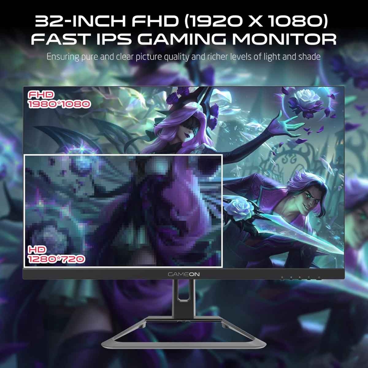جيم أون شاشة ألعاب FHD بحجم 32" 165Hz سوداء موديل GOE32FHD165VA