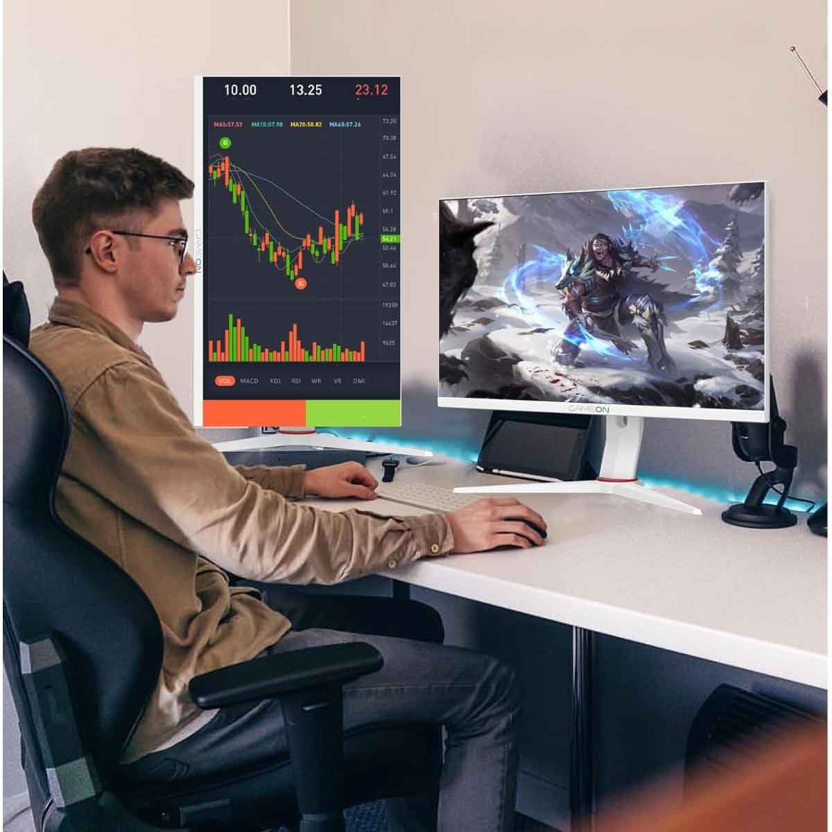 جيم أون شاشة ألعاب FHD بحجم 27" 180Hz Fast IPS سلسلة Arctic Pro بيضاء موديل GOA27FHD180IPS