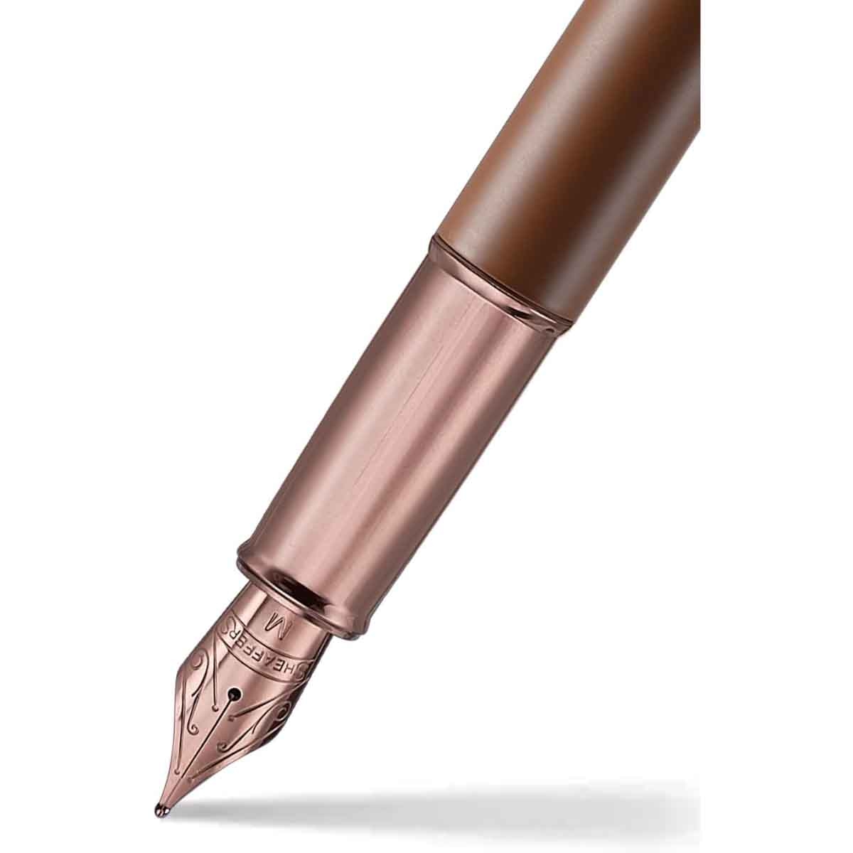 Sheaffer 100 9374 Coffee Edition Matt Brown Medium Fountain Pen with Skrip Brown Coffee Scented Ink Gift Set