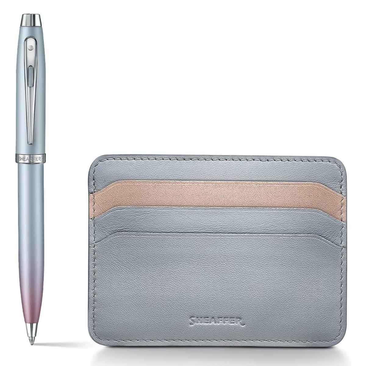 Sheaffer Expressions 100 9376 Pearlised Gradient Ballpoint Pen with Jelly Pastel Credit Card Holder Gift Set