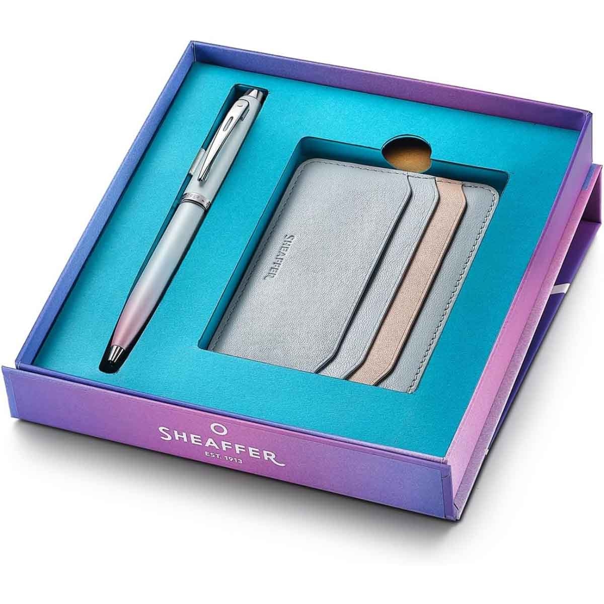 Sheaffer Expressions 100 9376 Pearlised Gradient Ballpoint Pen with Jelly Pastel Credit Card Holder Gift Set