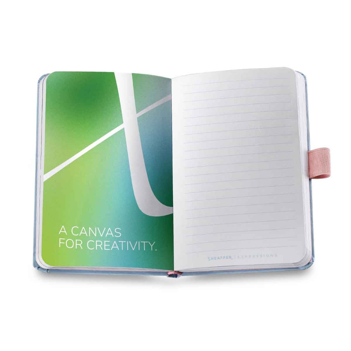 شيفر طقم هدية قلم حبر جاف 100 تدرج لؤلؤي مع دفتر صغير فضي معدني